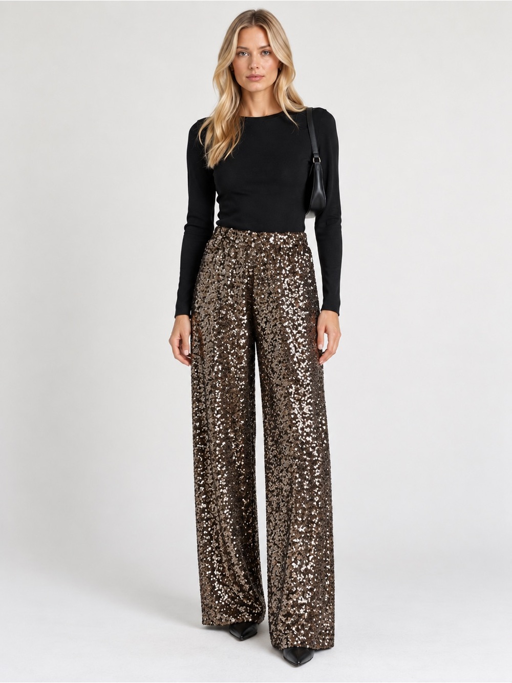 Banana Republic Bronze Sequin Wide-Leg Pants